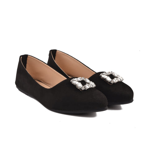 Girls Black Suede Pumps KD815