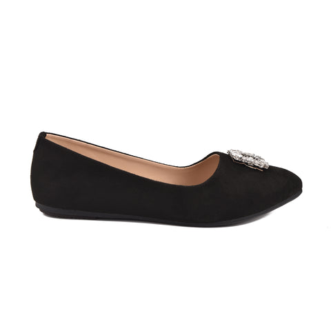 Girls Black Suede Pumps KD815