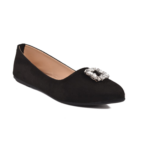 Girls Black Suede Pumps KD815