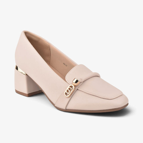 Women Cream Heel Comfit Shoes WM1307