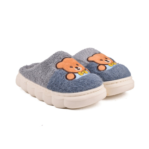 Kids Blue Fur Slides KD115