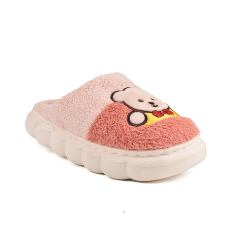 Kids Pink Fur Slides KD115