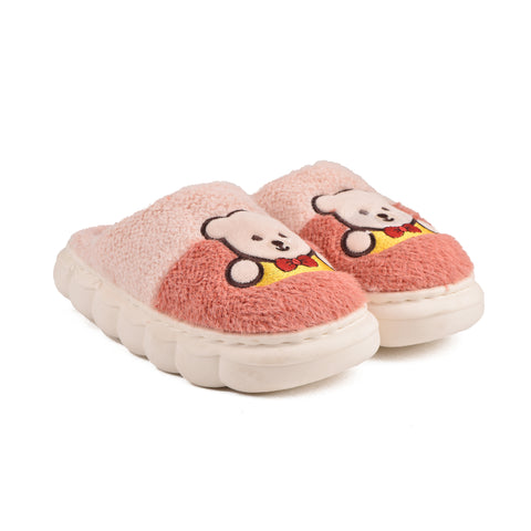 Kids Pink Fur Slides KD115
