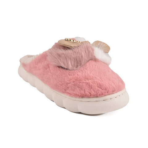 Women Pink Fur Slides KD999