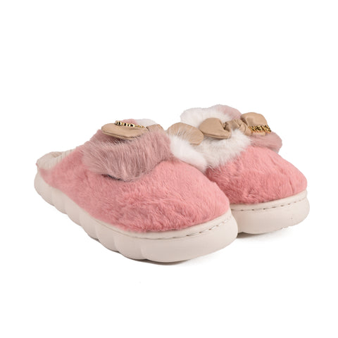 Women Pink Fur Slides KD999