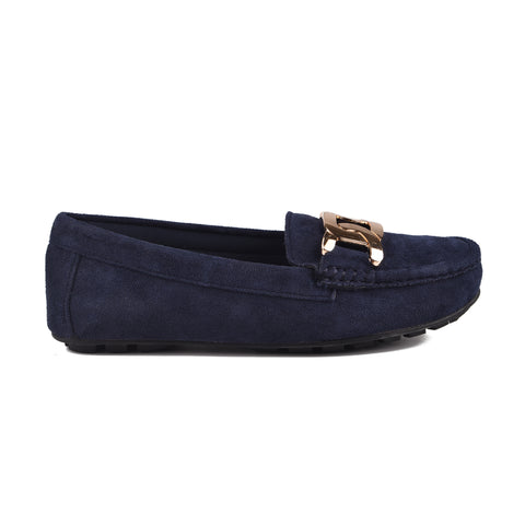 Navy Suede Women Pumps WN1238