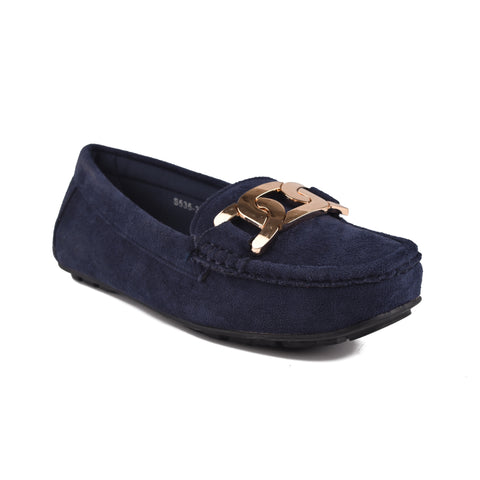 Navy Suede Women Pumps WN1238