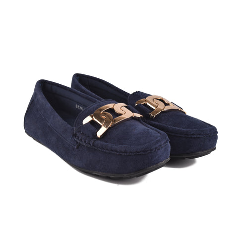 Navy Suede Women Pumps WN1238