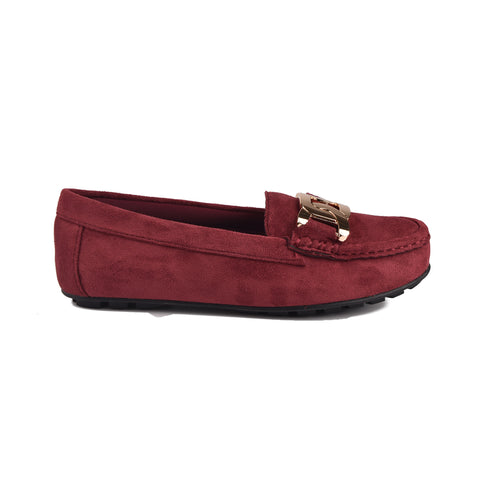 Maroon Suede Women Pumps WN1238