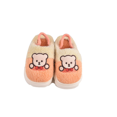 Kids Orange Fur Slides KD118
