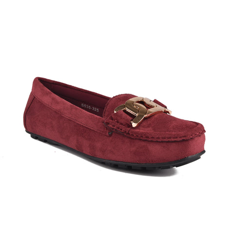 Maroon Suede Women Pumps WN1238