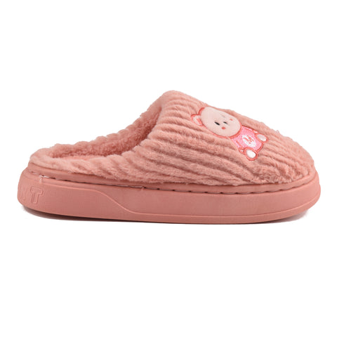 Kids Pink Fur Slides KD116