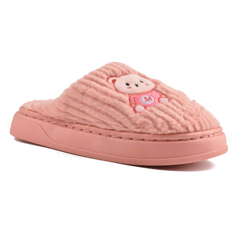 Kids Pink Fur Slides KD116