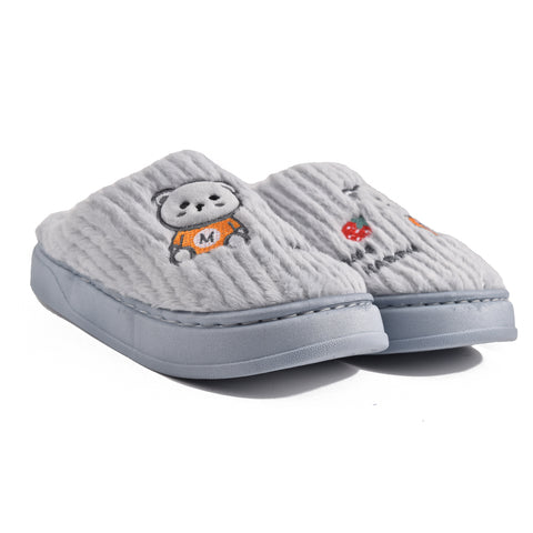 Kids Blue Fur Slides KD116