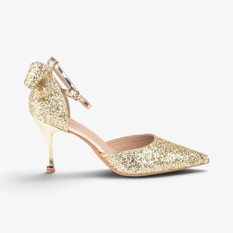 Women Golden Fancy Court Shoes WM1304