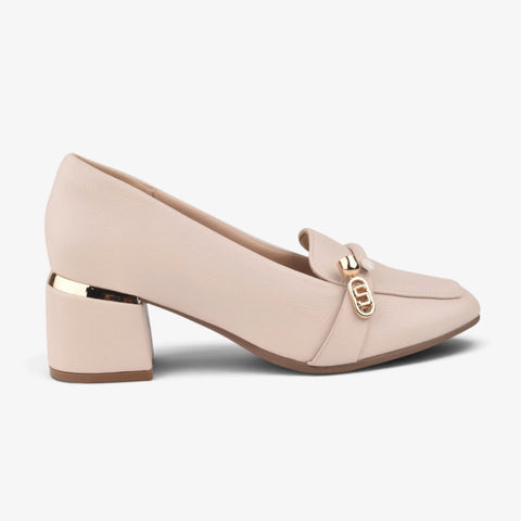 Women Cream Heel Comfit Shoes WM1307