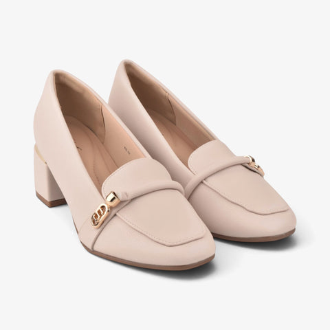 Women Cream Heel Comfit Shoes WM1307