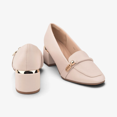 Women Cream Heel Comfit Shoes WM1307