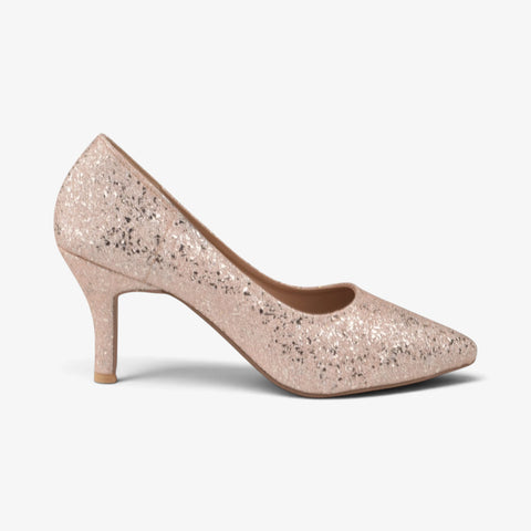Women Golden Fancy Court Shoes WM1320