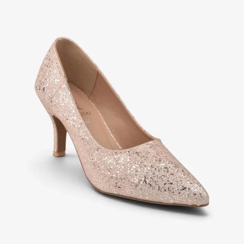 Women Golden Fancy Court Shoes WM1320