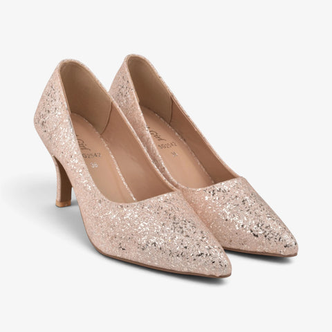 Women Golden Fancy Court Shoes WM1320