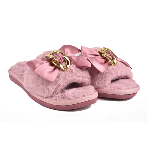 Women Pink Fur Slides KD70
