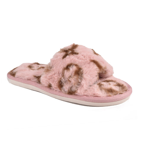 Women Pink Fur Slides KD13