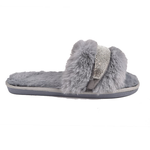 Women Grey Fur Slides KD2023