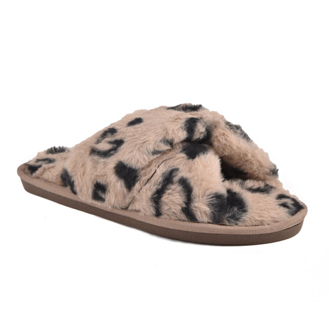 Women Brown Fur Slides KD235