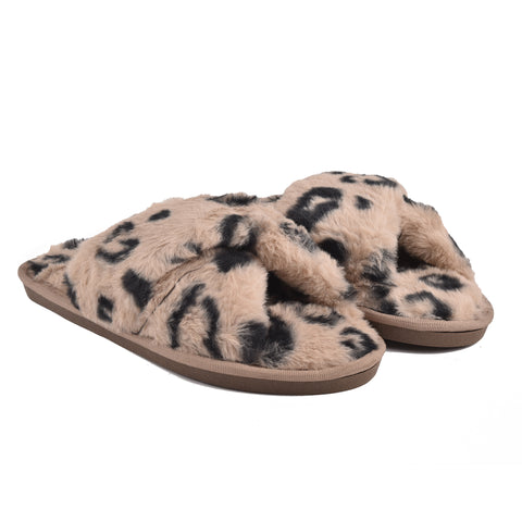 Women Brown Fur Slides KD235