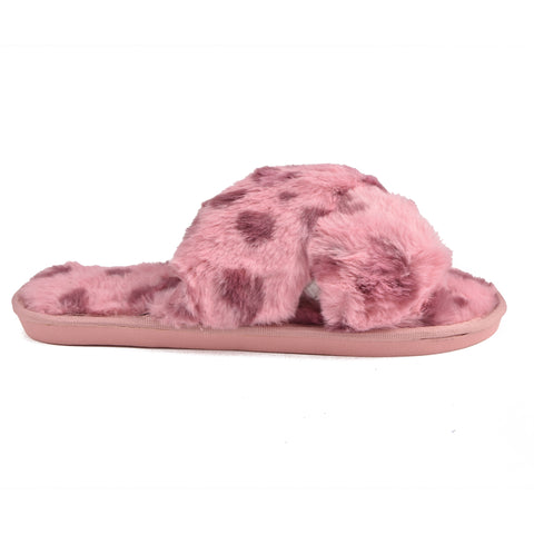 Women Pink Fur Slides KD225