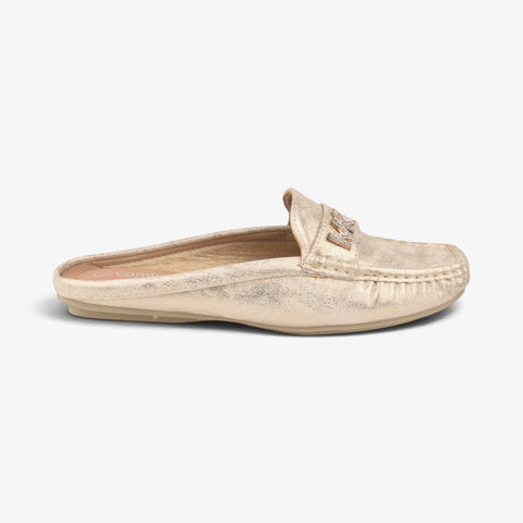 Women Cream Back Open Shoes WM1276