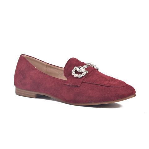Maroon Suede Women Pumps WN1210