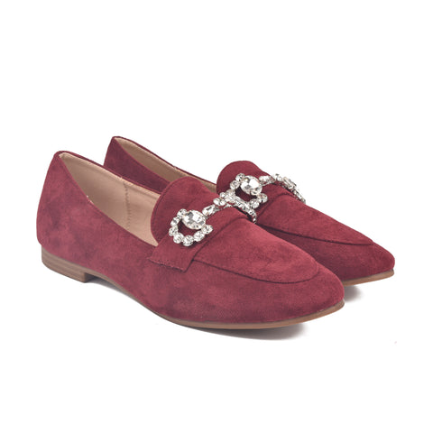 Maroon Suede Women Pumps WN1210