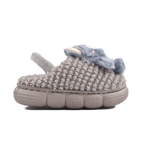 Kids Grey Fur Slides KD134