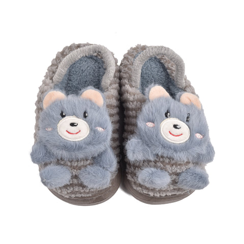 Kids Grey Fur Slides KD134