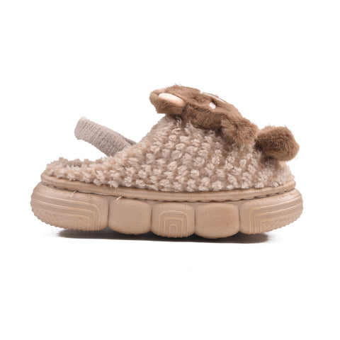 Kids Brown Fur Slides KD133