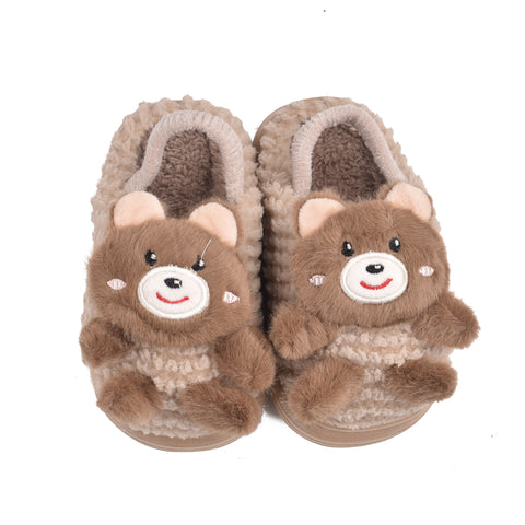 Kids Brown Fur Slides KD133