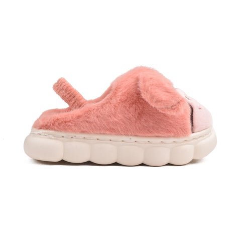 Kids Orange Fur Slides KD132