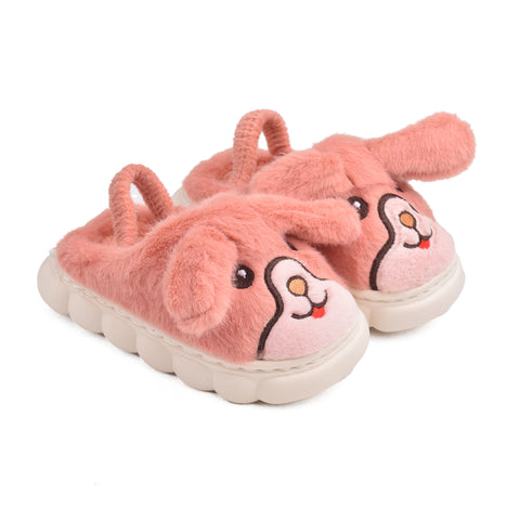 Kids Orange Fur Slides KD132