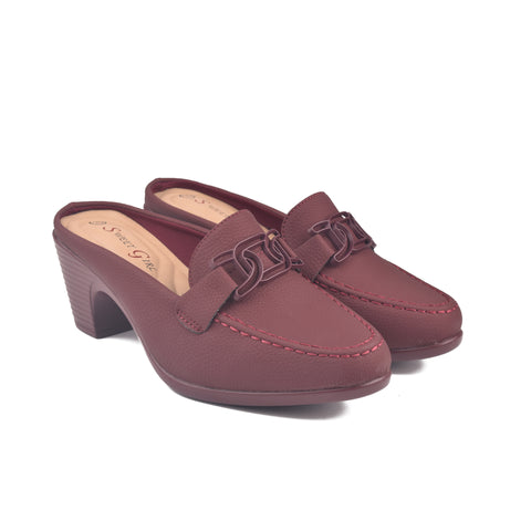 Maroon Back Open Comfit Shoes WN1213