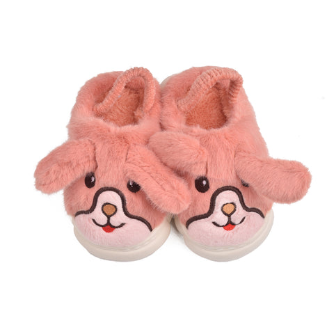 Kids Orange Fur Slides KD132