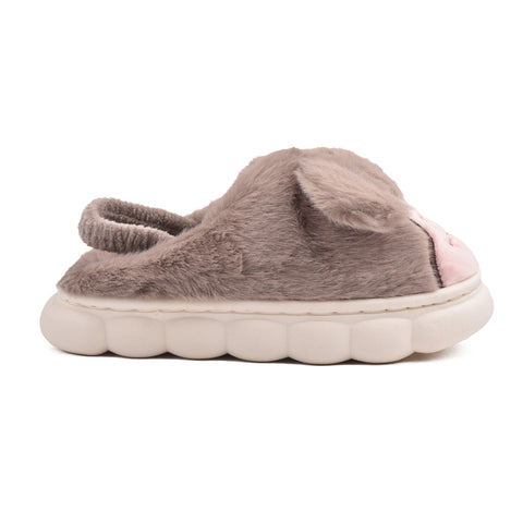 Kids Brown Fur Slides KD129