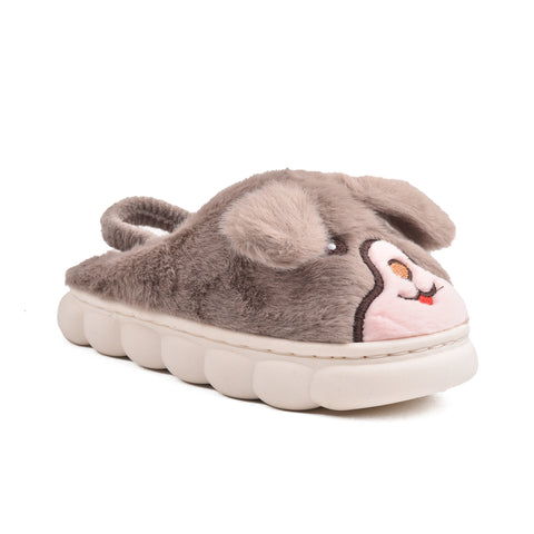 Kids Brown Fur Slides KD129