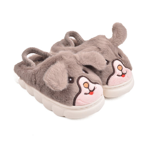 Kids Brown Fur Slides KD129