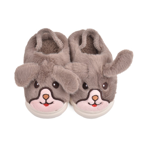 Kids Brown Fur Slides KD129