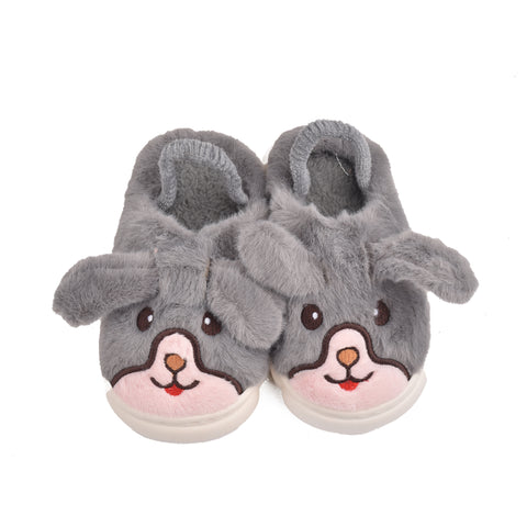 Kids Grey Fur Slides KD131