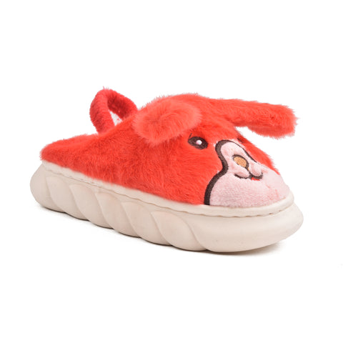 Kids Red Fur Slides KD128