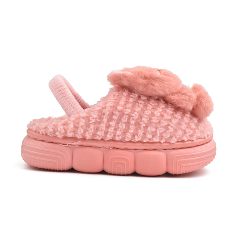 Kids Peach Fur Slides KD130
