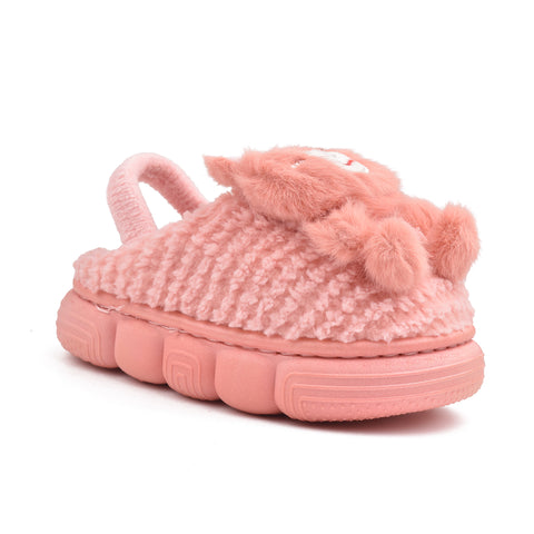 Kids Peach Fur Slides KD130
